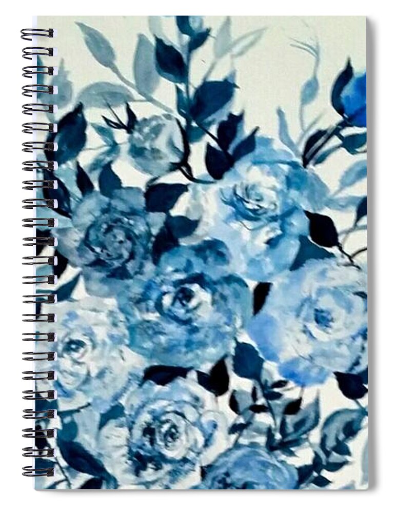Delft Spiral Notebook featuring the painting Blue Love by Cheryl Wallace