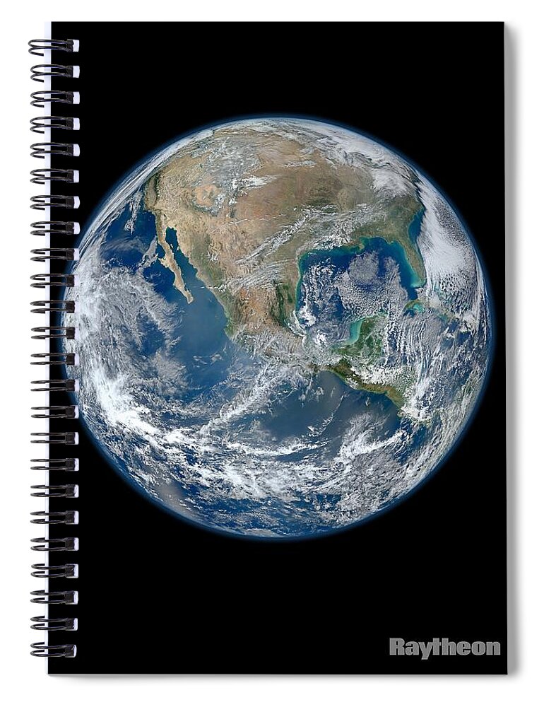 Globe Spiral Notebook featuring the painting Blue Marble on Western Hemispere by Celestial Images