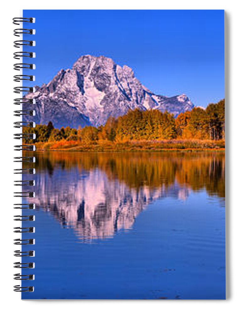 Grand Teton National Park Spiral Notebook featuring the photograph Blue Reflections At Oxbow Bend by Adam Jewell