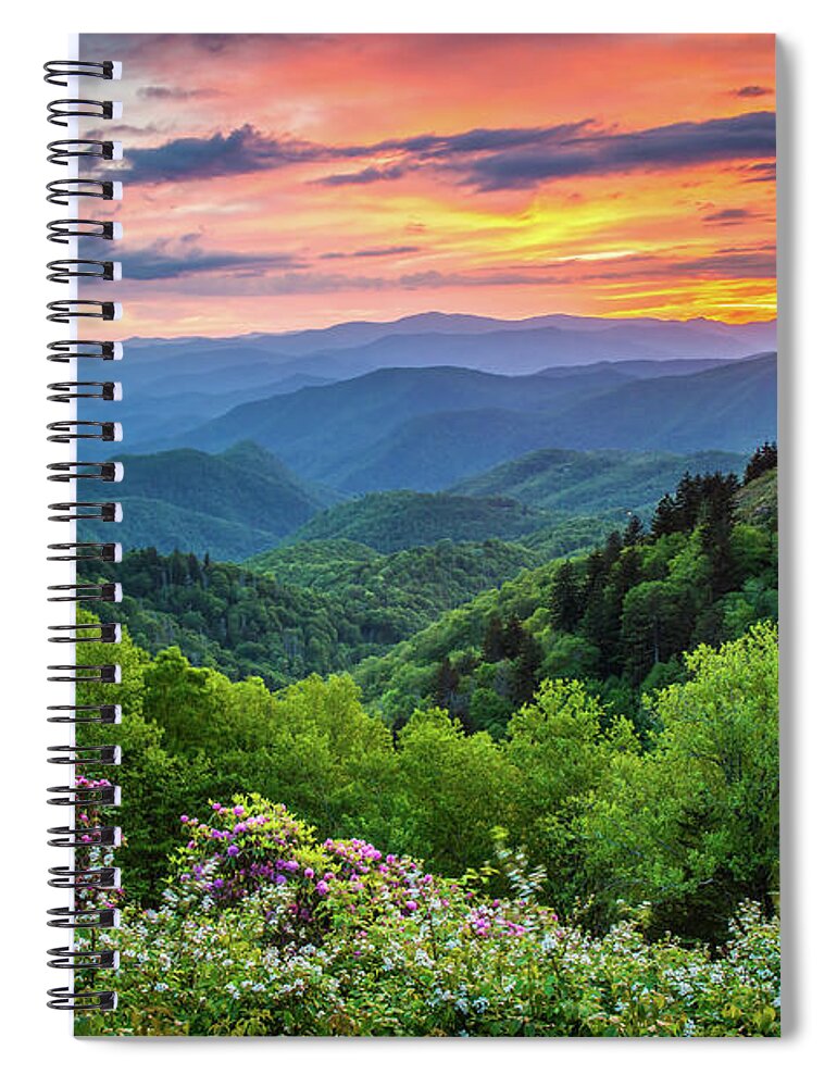 Landscape Spiral Notebook featuring the photograph Blue Ridge Parkway NC Spring Kaleidoscope by Robert Stephens