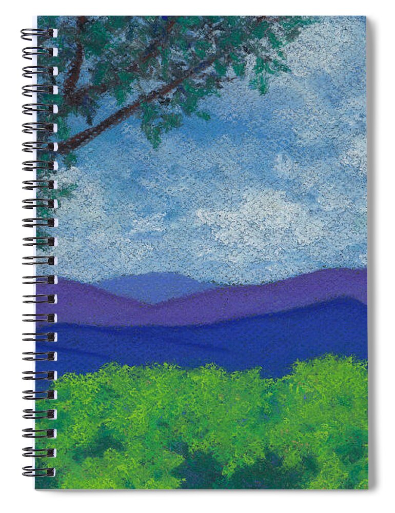 Mountains Spiral Notebook featuring the pastel Blue Ridges 4 by Anne Katzeff
