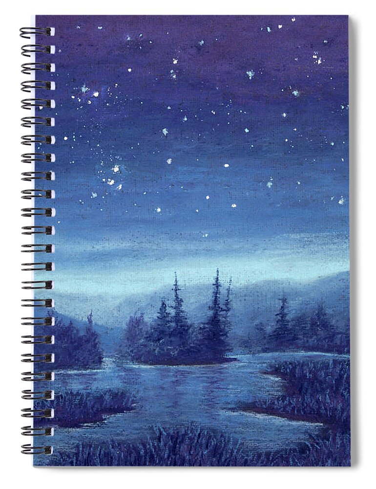 Blue Spiral Notebook featuring the pastel Blue River 01 by Michael Heikkinen