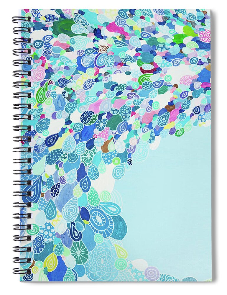 Pattern Art Spiral Notebook featuring the painting Blue Sea by Beth Ann Scott