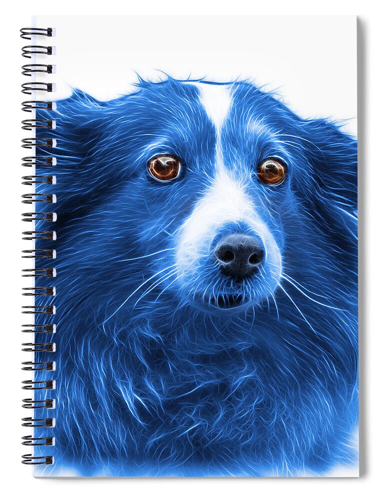 Sheltie Spiral Notebook featuring the mixed media Blue Shetland Sheepdog Dog Art 9973 - WB by James Ahn