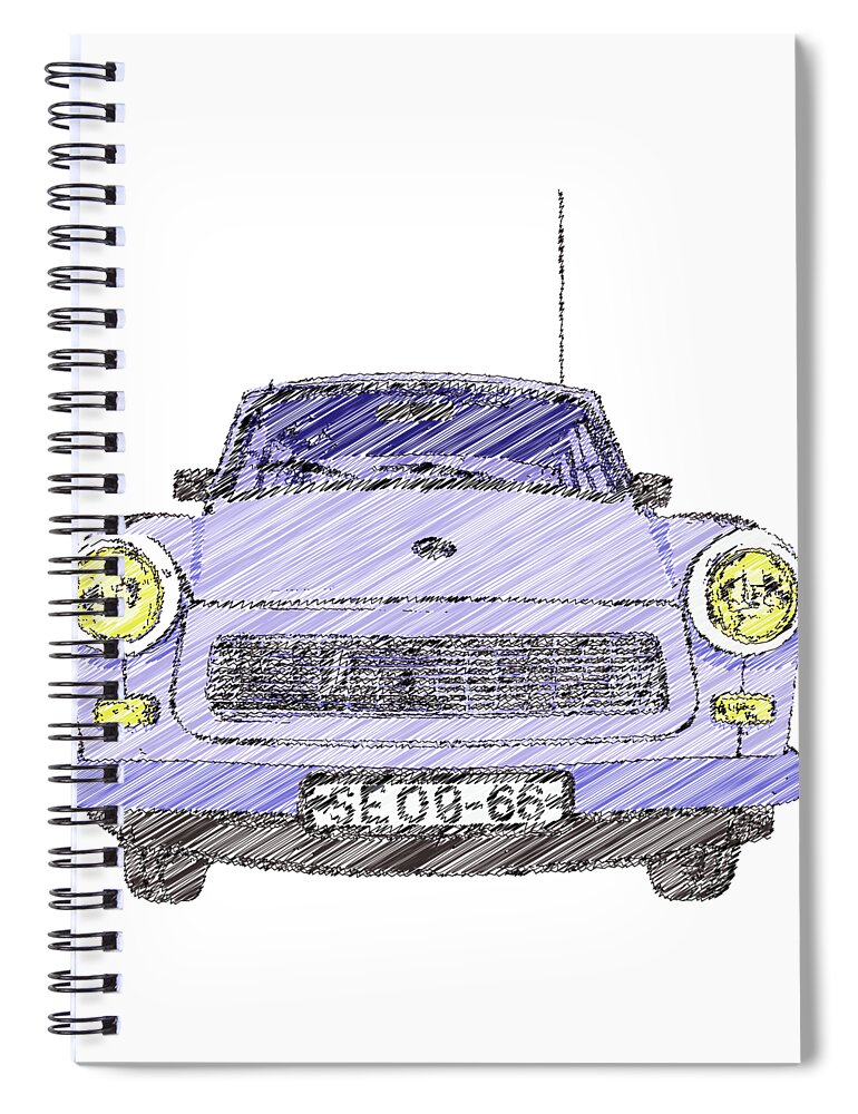 Blue Spiral Notebook featuring the digital art Blue Trabant by Piotr Dulski