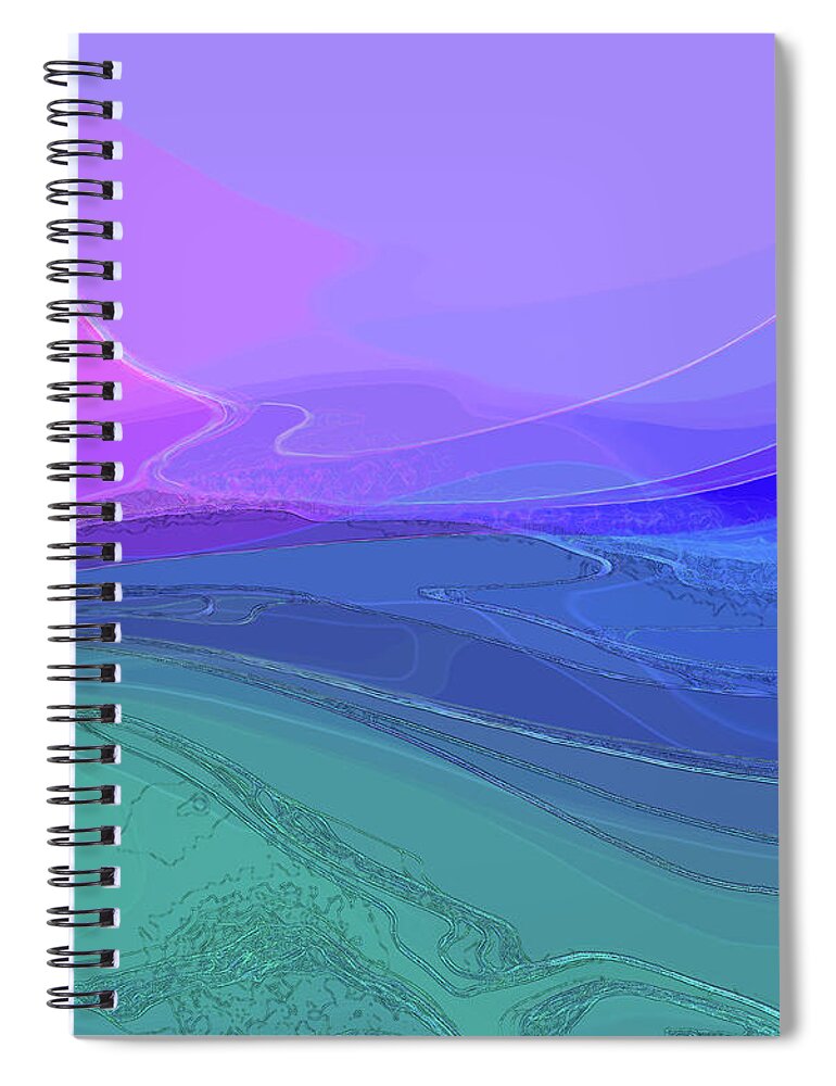 Abstract Spiral Notebook featuring the digital art Blue Valley by Gina Harrison