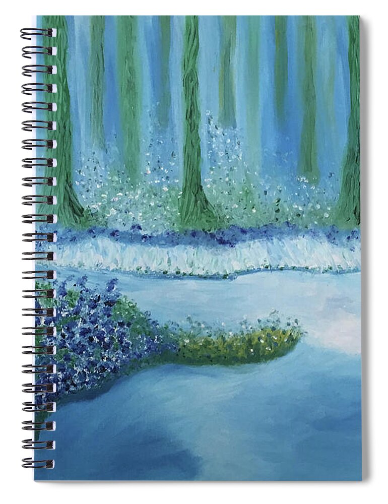 Blue Sky Spiral Notebook featuring the painting Blue Water and Blue Roses by Susan Grunin