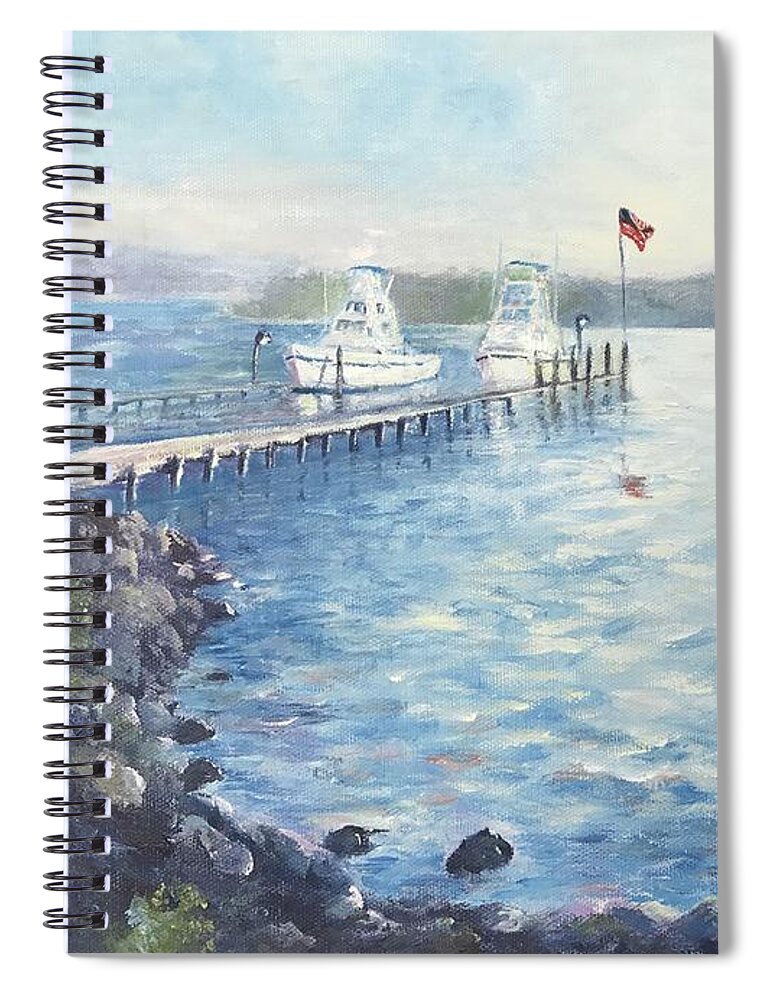 Panhandle Spiral Notebook featuring the painting Blue Water Bay by ML McCormick