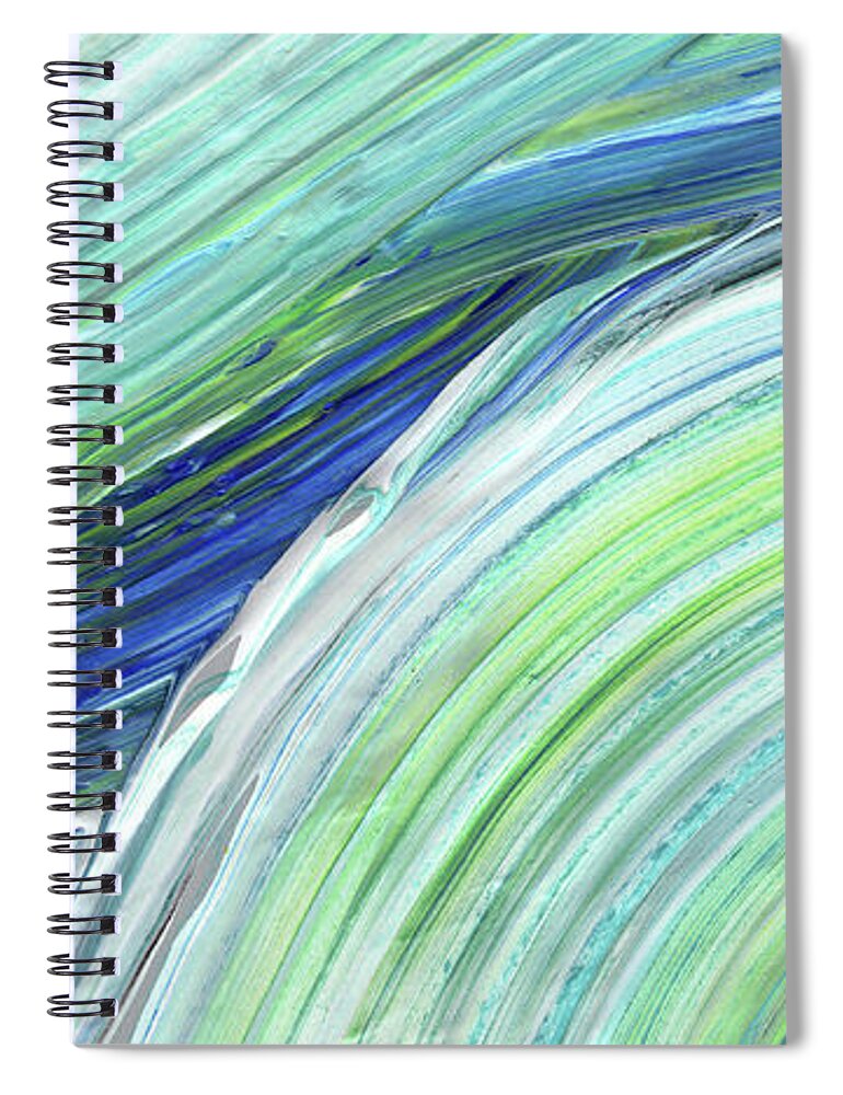 Abstract Water Spiral Notebook featuring the painting Blue Wave Abstract Art for Interior Decor I by Irina Sztukowski