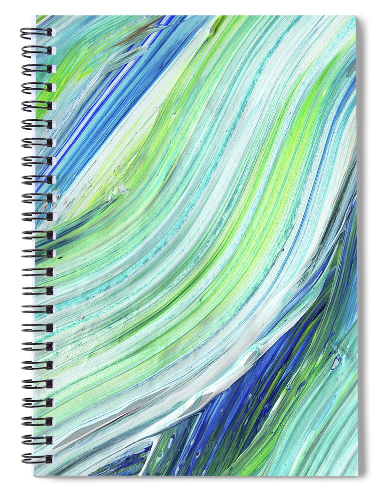 Abstract Spiral Notebook featuring the painting Blue Wave Abstract Art for Interior Decor IV by Irina Sztukowski