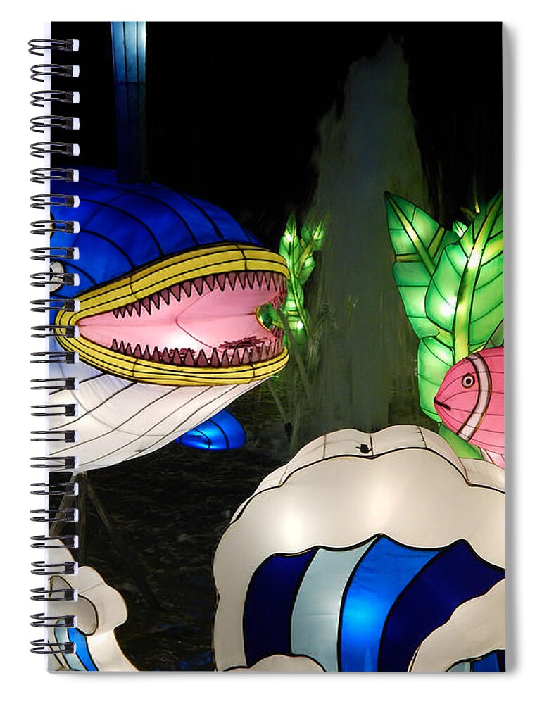 Chinese Lantern Festival Spiral Notebook featuring the photograph Blue Whale Swimming with Fish Lantern by Amy Dundon