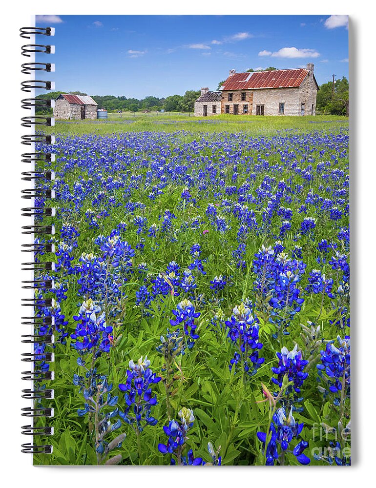America Spiral Notebook featuring the photograph Bluebonnets in Marble Falls by Inge Johnsson