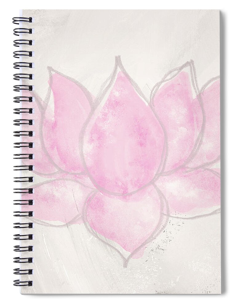 Pink Spiral Notebook featuring the mixed media Blush Lotus- Art by Linda Woods by Linda Woods