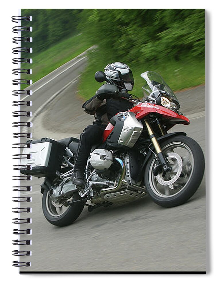 Bmw Spiral Notebook featuring the photograph BMW R 1200 GS cornering by Erik Tanghe
