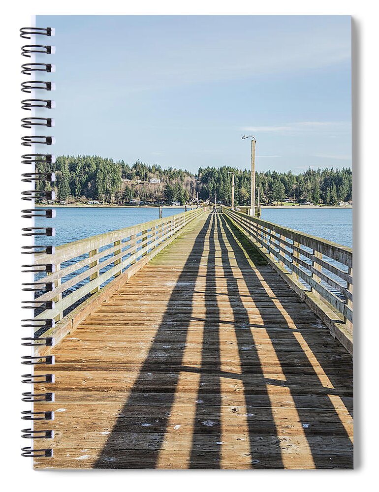 Dock Spiral Notebook featuring the photograph Boat dock, Allyn, WA by Timothy Anable