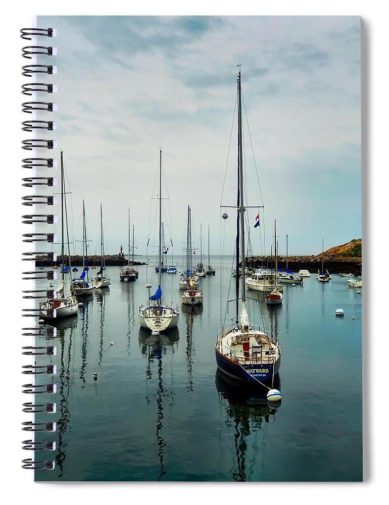 Boats Spiral Notebook featuring the photograph Boats at Rockport harbor by Lilia S