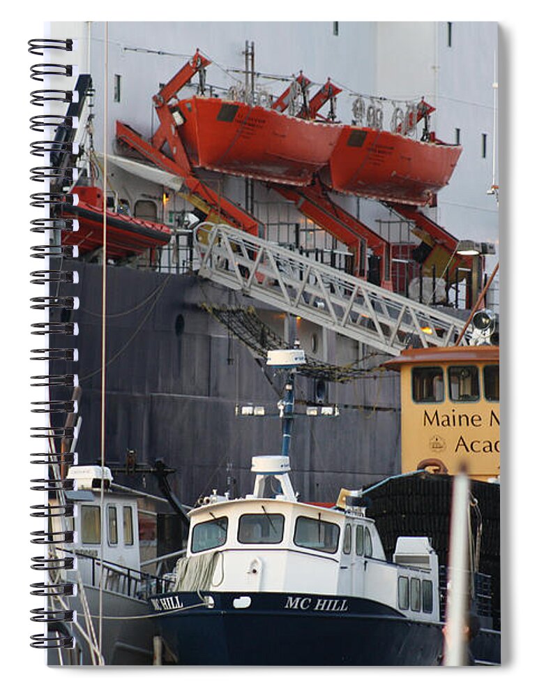 Boats Spiral Notebook featuring the photograph Boats Of Maine Maritime Academy by Greg DeBeck