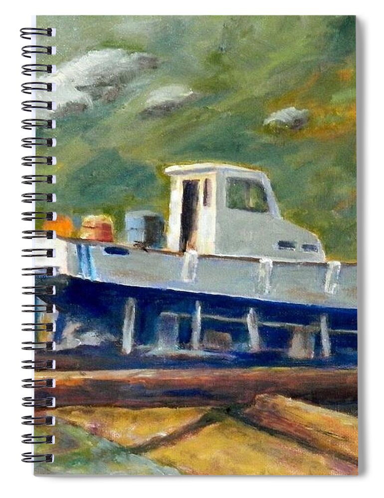 Boat Spiral Notebook featuring the painting Boatyard II by William Reed
