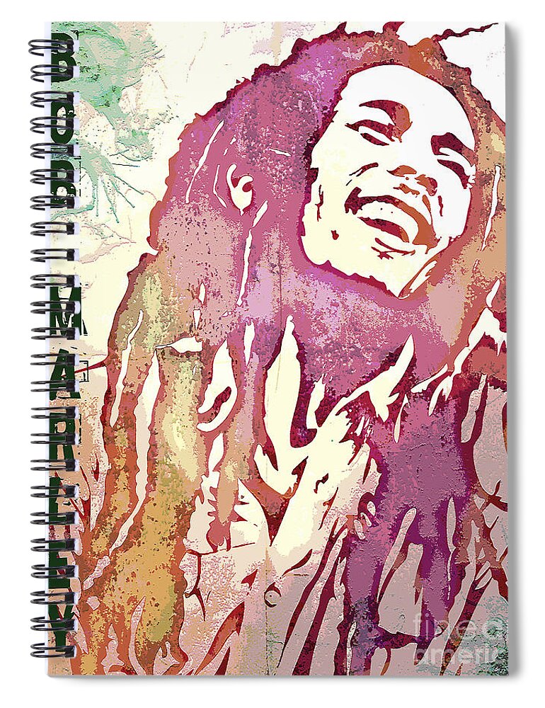 Bob Marley Spiral Notebook featuring the digital art Bob Marley by Binka Kirova
