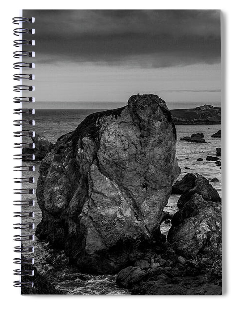 Bodega Bay Spiral Notebook featuring the photograph Bodega Bay Rock Formation by Bruce Bottomley