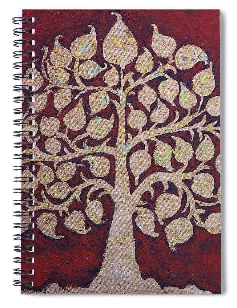 Bodhi Tree Spiral Notebook featuring the painting Bodhi Tree by Jyotika Shroff