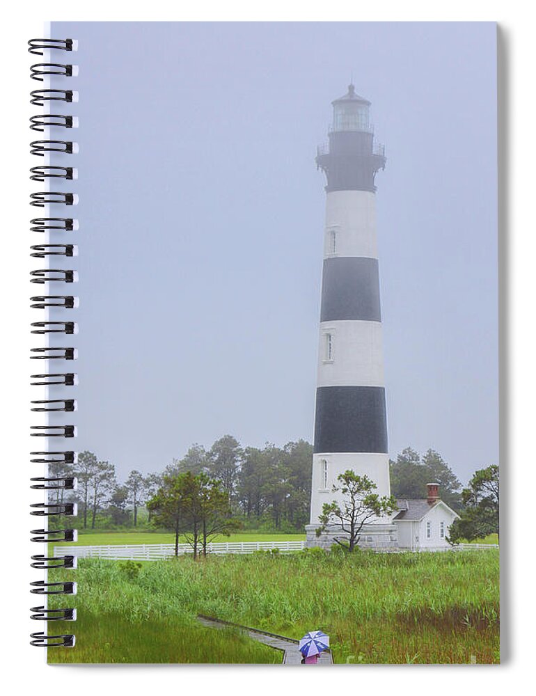 Bodie Island Lighthouse Rainy Day Spiral Notebook featuring the photograph Bodie Island Lighthouse Rainy Day by Randy Steele