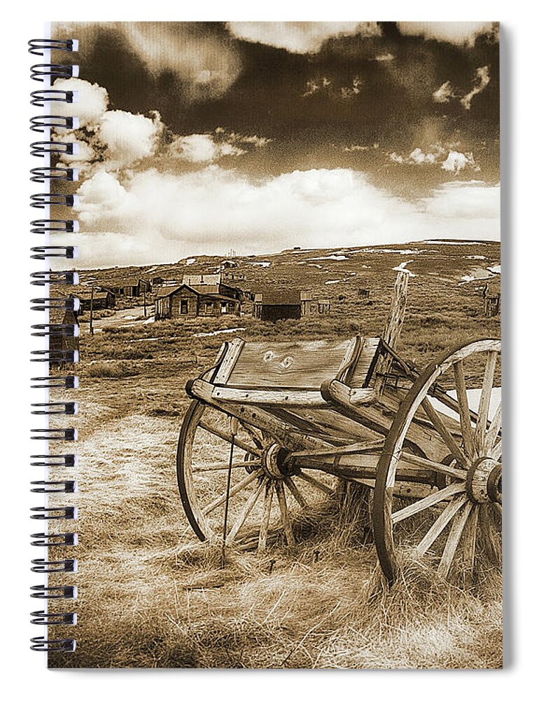 Bodie Spiral Notebook featuring the photograph BODIE WAGON, Bodie Ghost Town, California by Don Schimmel