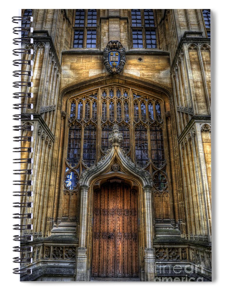 Yhun Suarez Spiral Notebook featuring the photograph Bodleian Library Door - Oxford by Yhun Suarez