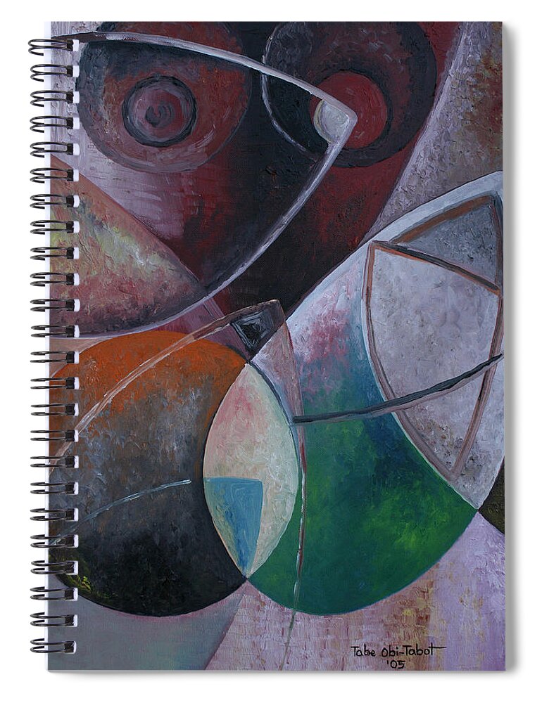 Body Parts 1 Spiral Notebook featuring the painting Body Parts 1 by Obi-Tabot Tabe
