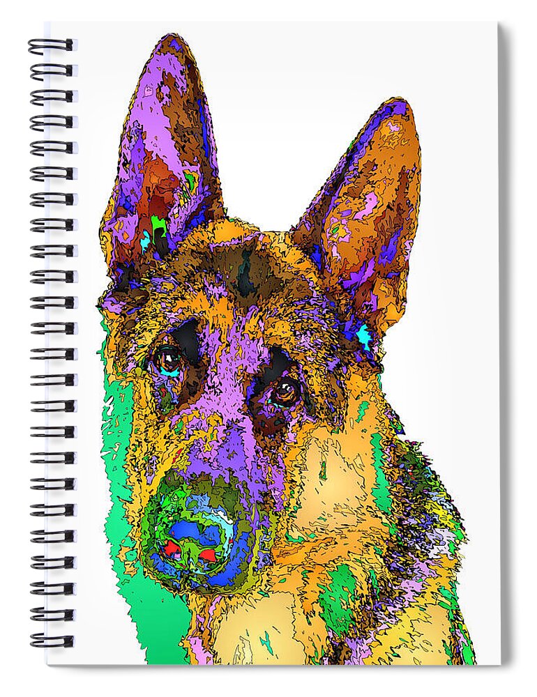 German Shepherd Spiral Notebook featuring the digital art Bogart the Shepherd. Pet Series by Rafael Salazar
