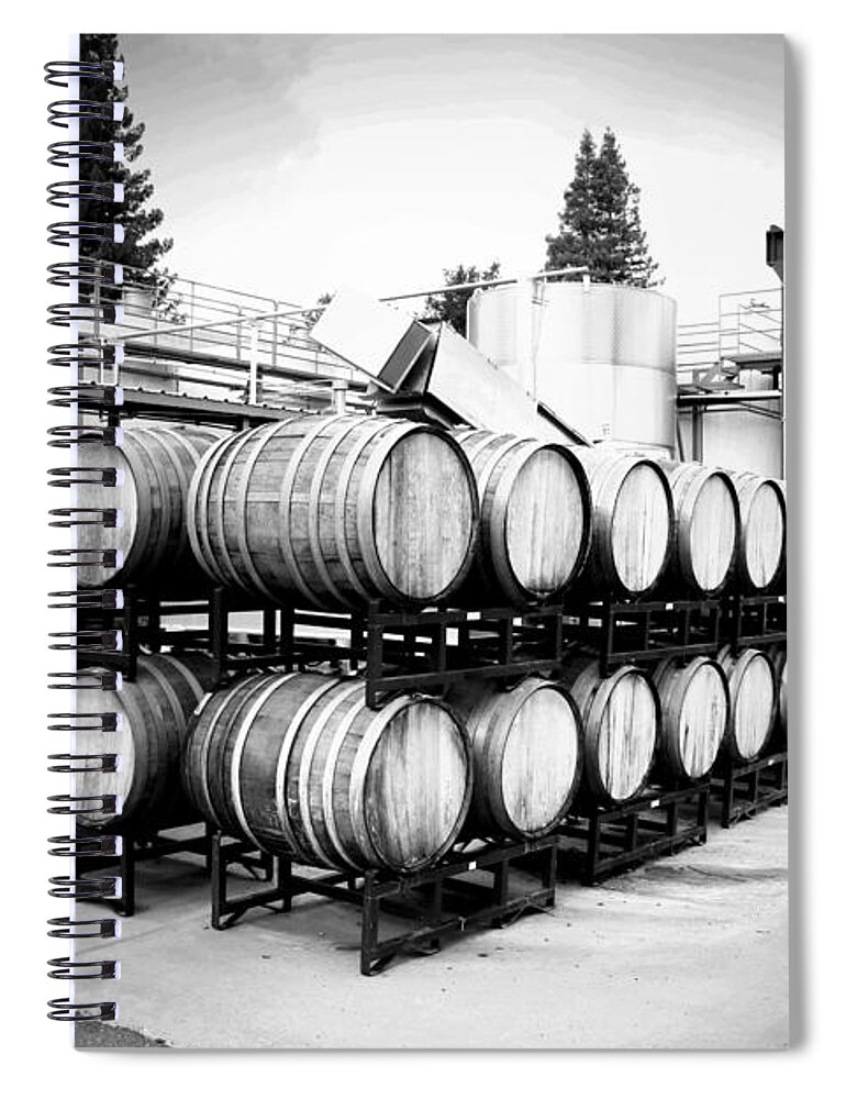 Bogle Spiral Notebook featuring the photograph Bogle Winery By The Barrel B And W by Joyce Dickens