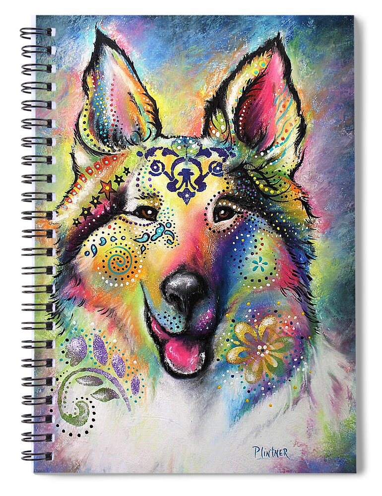 Boho Collie Spiral Notebook featuring the pastel Collie by Patricia Lintner