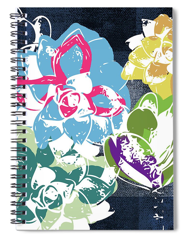 Succulents Spiral Notebook featuring the mixed media Bold Succulents 2- Art by Linda Woods by Linda Woods