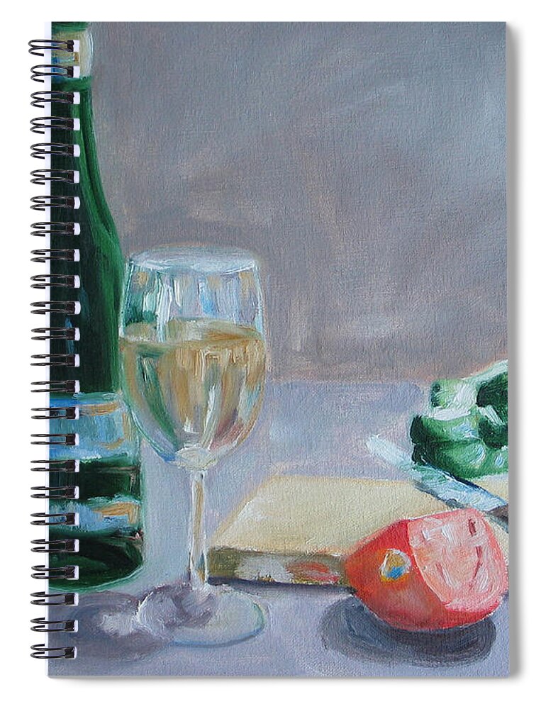 Wine Spiral Notebook featuring the painting Bon Appetite by Paul Walsh