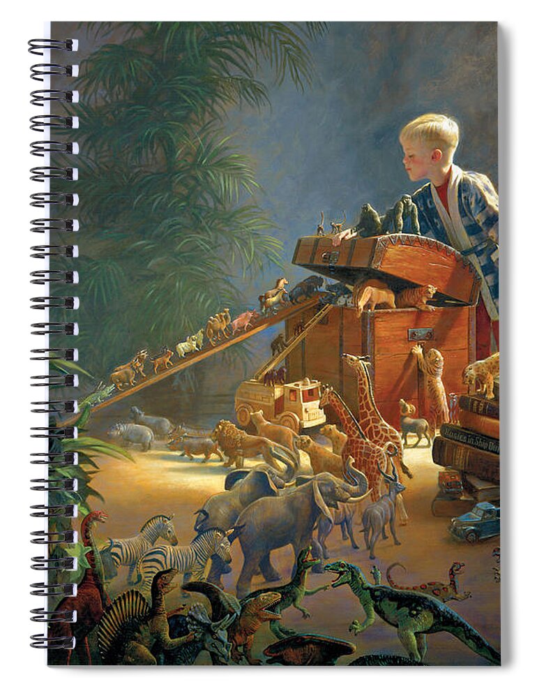 Noah's Ark Spiral Notebook featuring the painting Bon Voyage by Greg Olsen