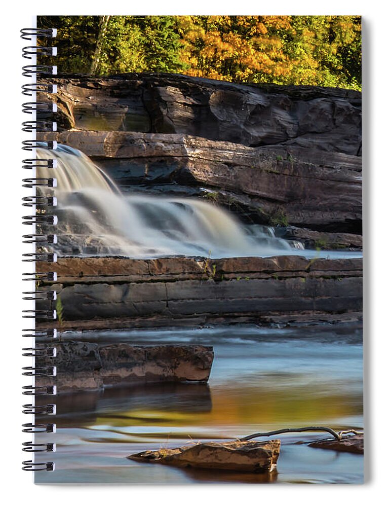 Michigan Waterfall Spiral Notebook featuring the photograph Bonanza Falls - Big Iron River, Silver City, MI by William Christiansen