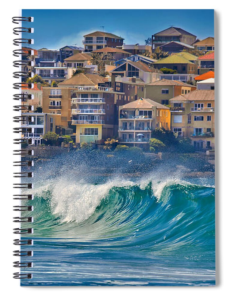 Sydney Spiral Notebook featuring the photograph Bondi Waves by Az Jackson