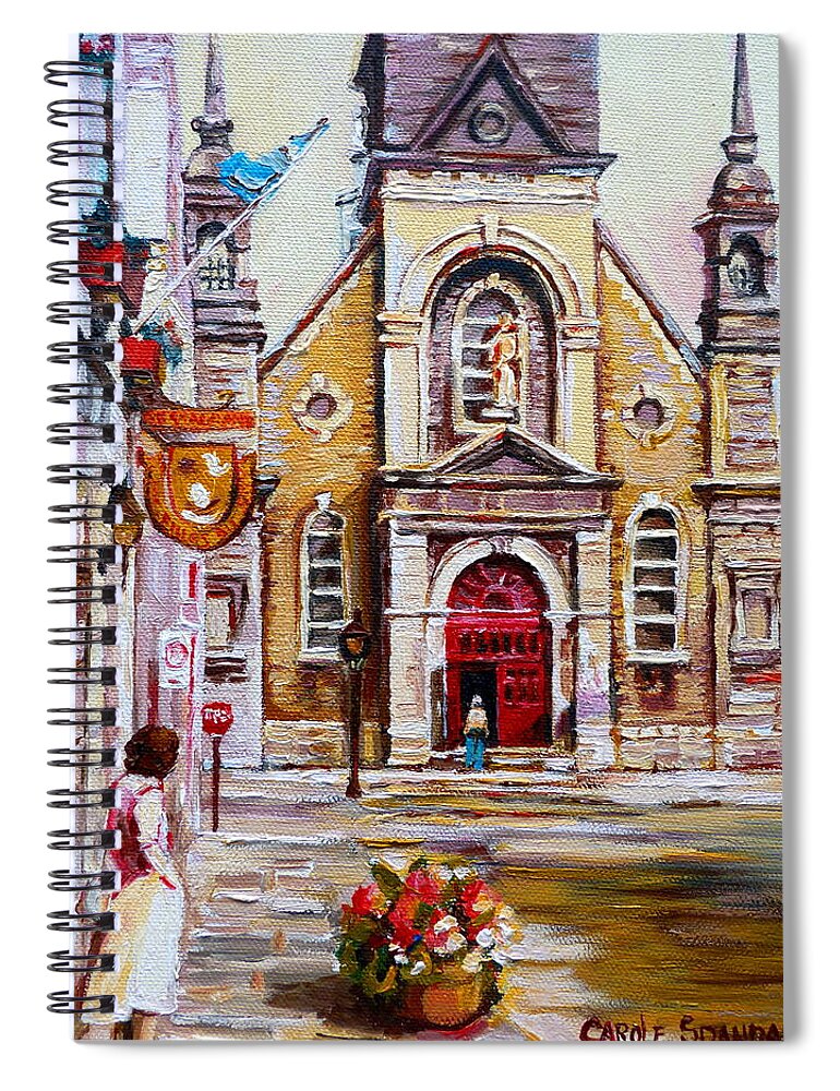 Montreal Churches Spiral Notebook featuring the painting Bonsecours Church by Carole Spandau