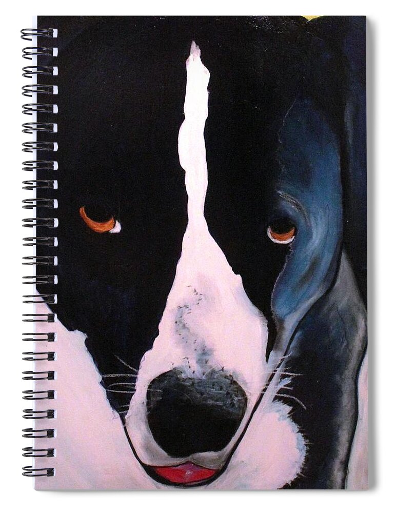 Dog Art Spiral Notebook featuring the painting Border Collie- Sasha by Laura Grisham