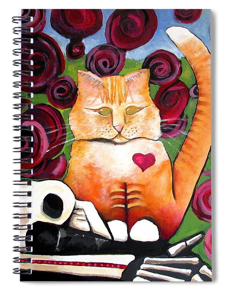 Ginger Cat Spiral Notebook featuring the painting Boris and Me by Delight Worthyn