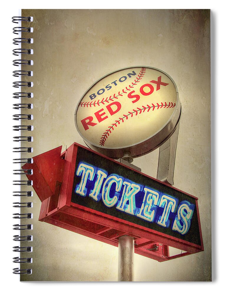 Boston Red Sox Vintage Baseball Sign Spiral Notebook featuring the photograph Boston Red Sox Vintage Baseball Sign by Joann Vitali