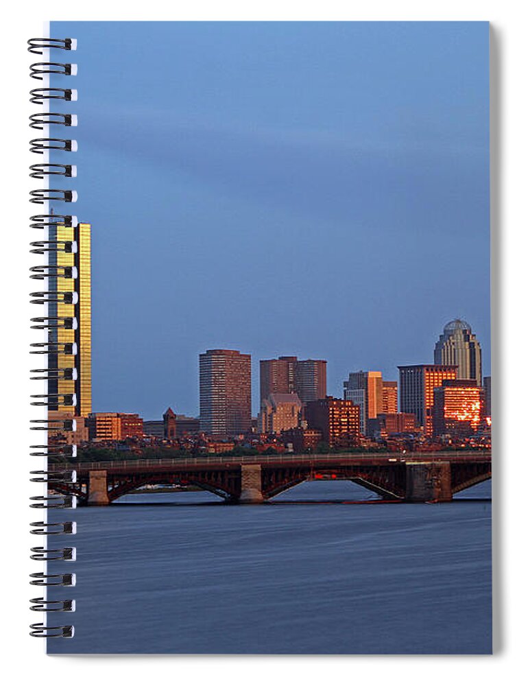 Boston Spiral Notebook featuring the photograph Boston Skyline Sunset by Juergen Roth