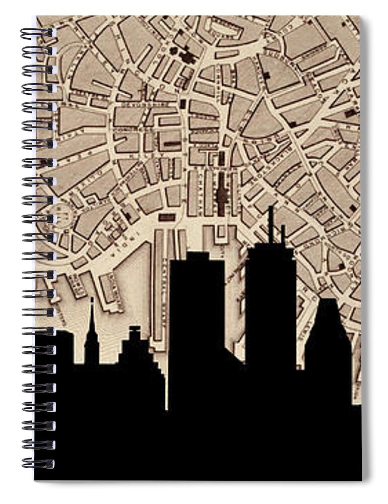 Boston Spiral Notebook featuring the photograph Boston Skyline Vintage by Andrew Fare