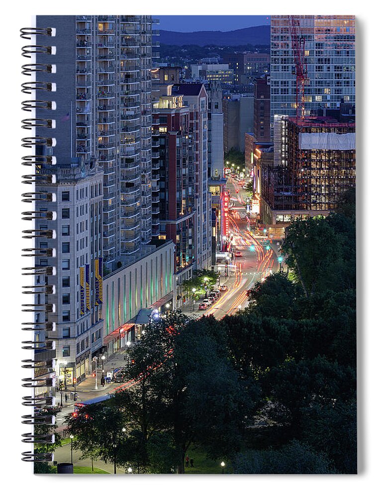 Boston Spiral Notebook featuring the photograph Boston Tremont St by Michael Hubley