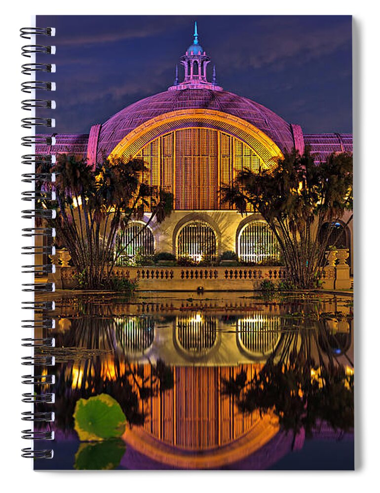 Balboa Park Spiral Notebook featuring the photograph Botanical Building at night in Balboa Park by Sam Antonio