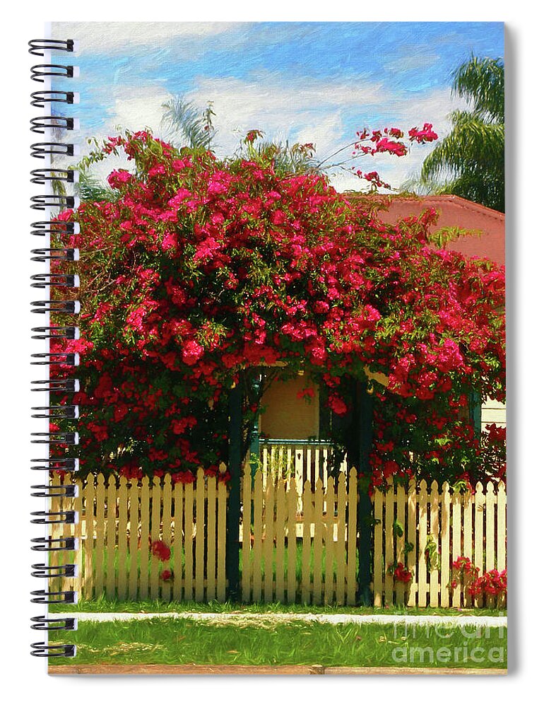 Photography Spiral Notebook featuring the photograph Bougainvillea Cottage by Kaye Menner by Kaye Menner