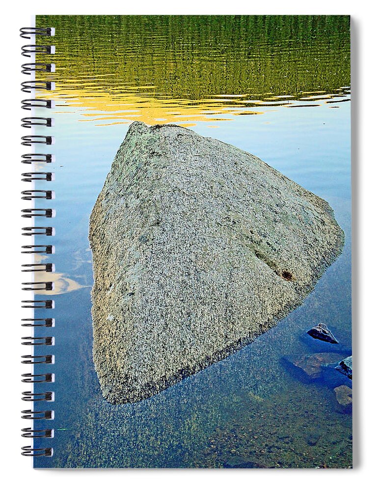 Boulder Spiral Notebook featuring the photograph Boulder at Echo Lake by Robert Meyers-Lussier