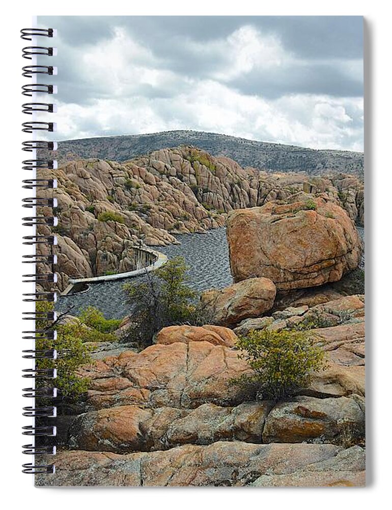 Photograph Spiral Notebook featuring the photograph Boulders by the Dam by Richard Gehlbach