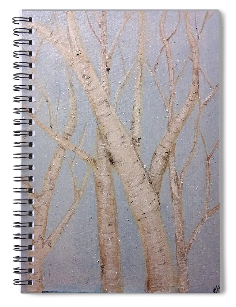 Paper Birch Spiral Notebook featuring the painting Boulots by Carole Hutchison
