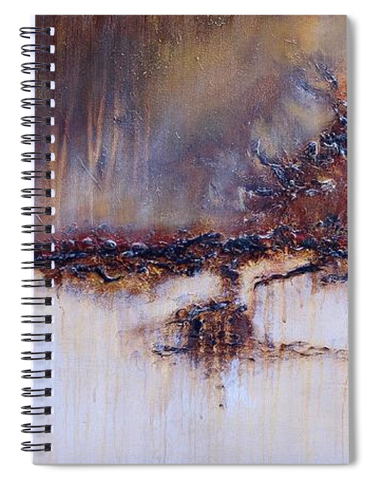 Abstract Spiral Notebook featuring the painting Boundary Waters by Theresa Marie Johnson